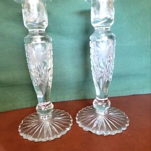 American Brilliant Glass Candle Holders
